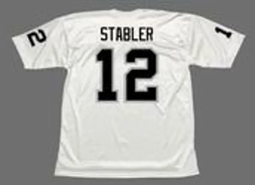 KEN STABLER Oakland Raiders 1976 Away Throwback NFL Football Jersey 