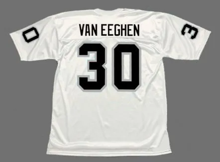 MARK VAN EEGHEN Oakland Raiders 1976 Away Throwback NFL Football Jersey 
