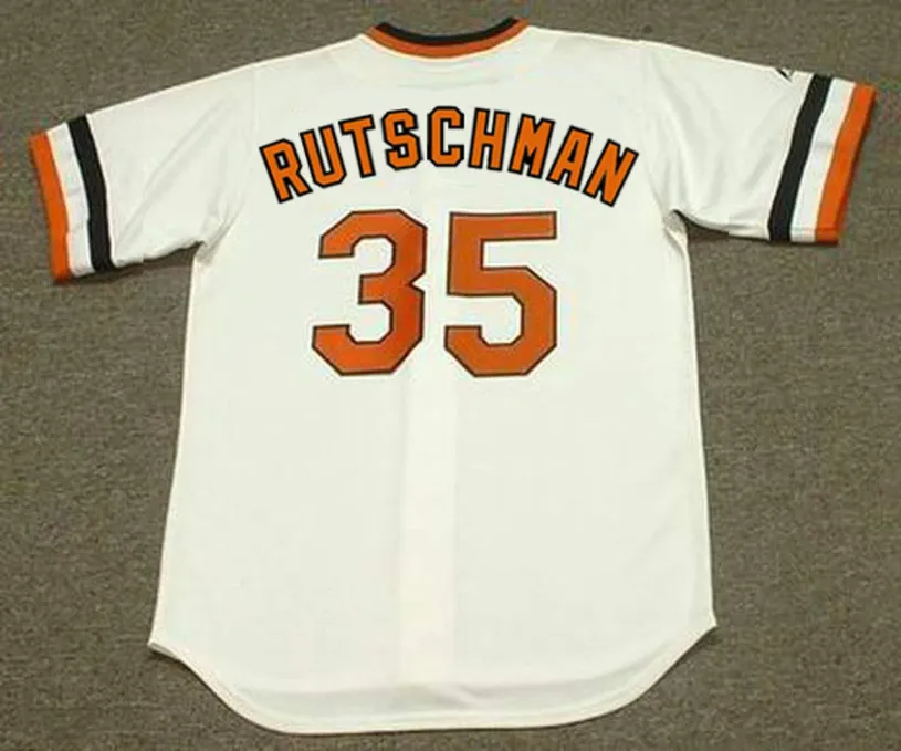 ANDY RUTSCHMAN Baltimore Orioles 1980’s Home Majestic Throwback Baseball Jersey 