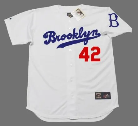 JACKIE ROBINSON Brooklyn Dodgers 1950’s Home Majestic Baseball Throwback Jersey 