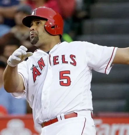 ALBERT PUJOLS Los Angeles Angels 2014 Home Majestic Throwback Baseball Jersey 