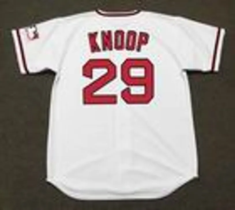 BOBBY KNOOP California Angels 1969 Majestic Cooperstown Home Baseball Jersey 