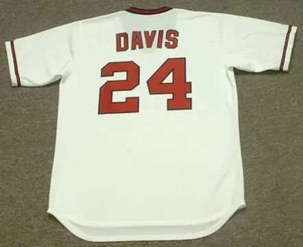 CHILI DAVIS California Angels Majestic Cooperstown Throwback Home Baseball Jersey 