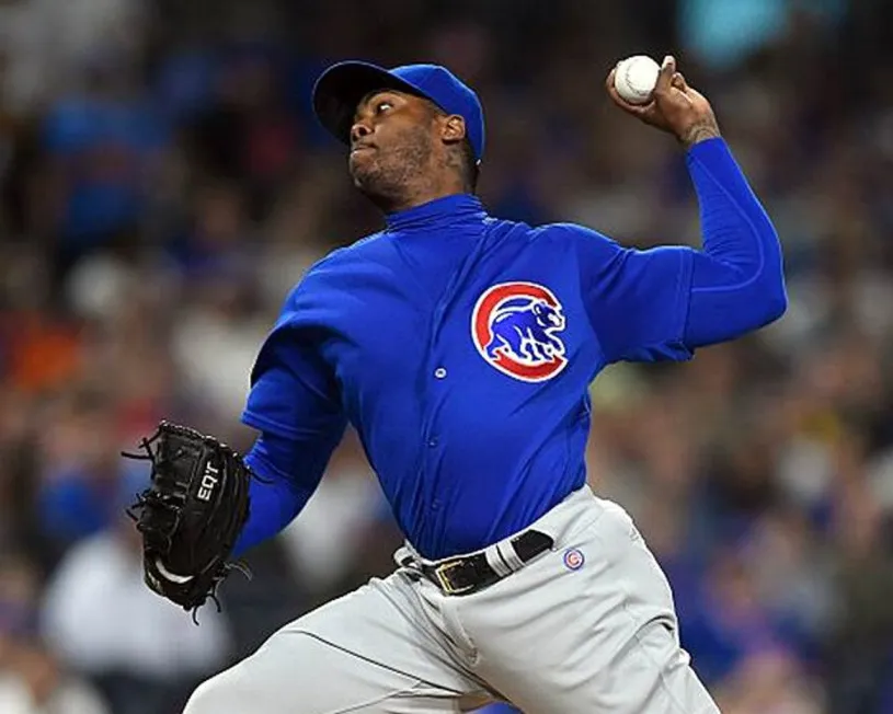 AROLDIS CHAPMAN Chicago Cubs 2016 Alternate Majestic Throwback Baseball Jersey 