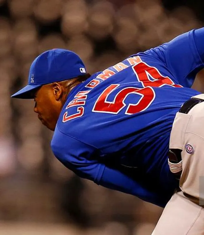 AROLDIS CHAPMAN Chicago Cubs 2016 Alternate Majestic Throwback Baseball Jersey 