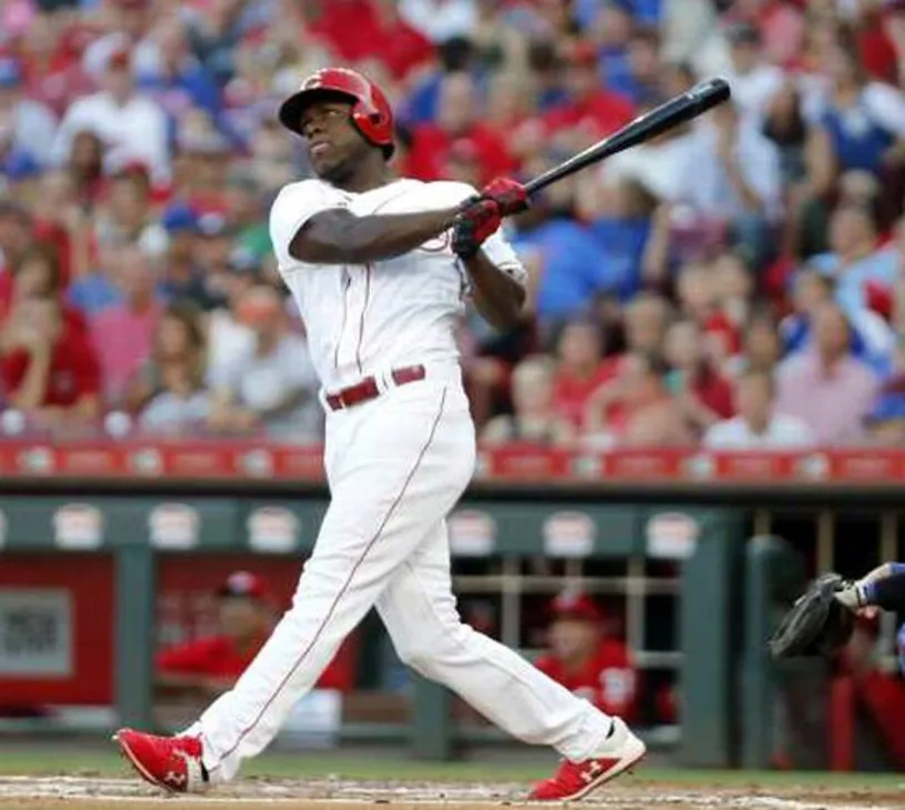 ARISTIDES AQUINO Cincinnati Reds 1967 Home Majestic Baseball Throwback Jersey 