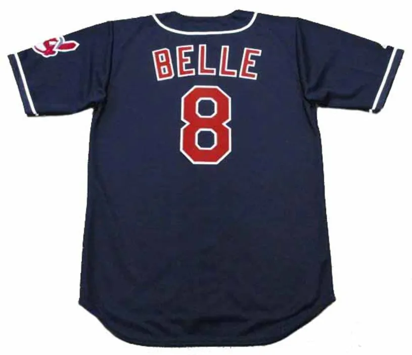 ALBERT BELLE Cleveland Indians 1995 Alternate Majestic Baseball Throwback Jersey 