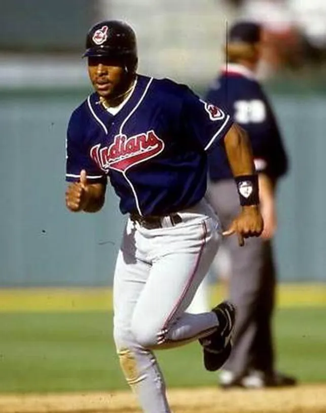 ALBERT BELLE Cleveland Indians 1995 Alternate Majestic Baseball Throwback Jersey 