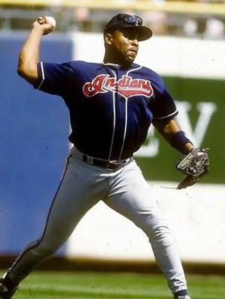 ALBERT BELLE Cleveland Indians 1995 Alternate Majestic Baseball Throwback Jersey 