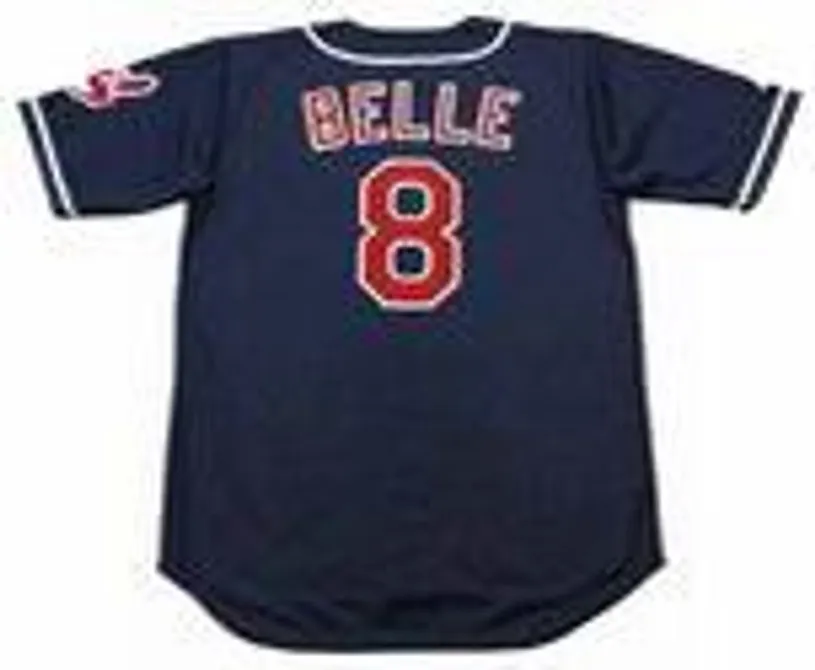 ALBERT BELLE Cleveland Indians 1995 Alternate Majestic Baseball Throwback Jersey 