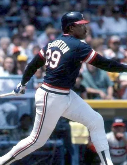 ANDRE THORNTON Cleveland Indians 1977 Majestic Cooperstown Throwback Away Jersey 