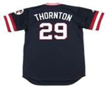 ANDRE THORNTON Cleveland Indians 1977 Majestic Cooperstown Throwback Away Jersey 
