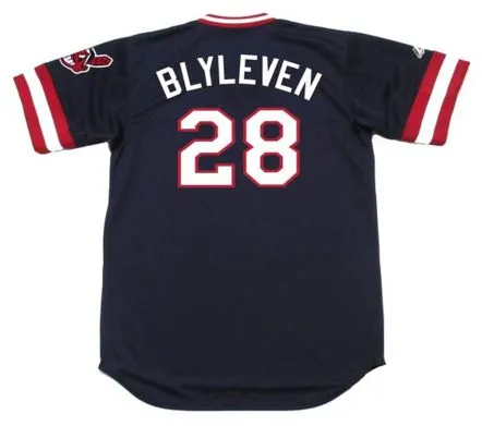 BERT BLYLEVEN Cleveland Indians 1984 Away Majestic Throwback Baseball Jersey 