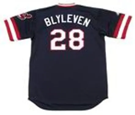 BERT BLYLEVEN Cleveland Indians 1984 Away Majestic Throwback Baseball Jersey 