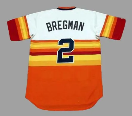ALEX BREGMAN Houston Astros 1980’s Home Majestic Throwback Baseball Jersey 