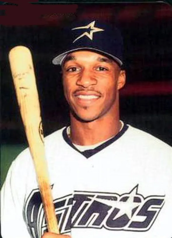 BRIAN HUNTER Houston Astros 1994 Home Majestic Baseball Throwback Jersey 