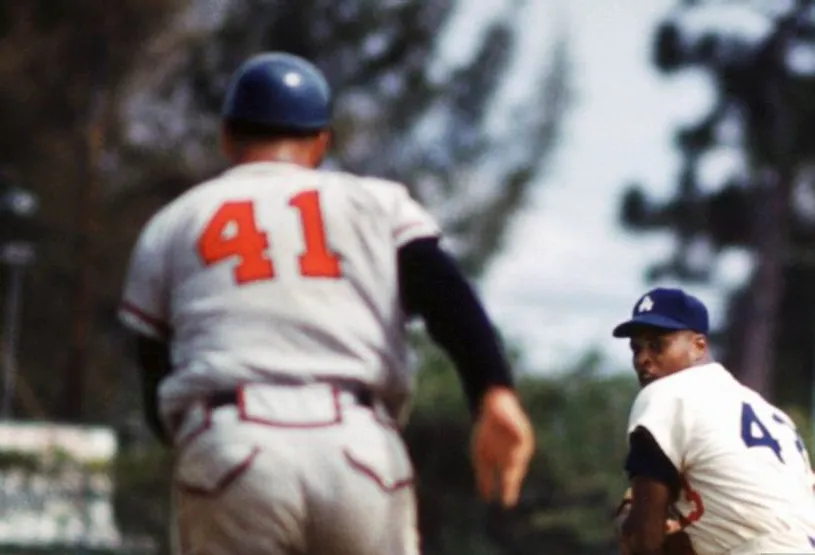 EDDIE MATHEWS Milwaukee Braves 1955 Away Majestic Throwback Baseball Jersey 