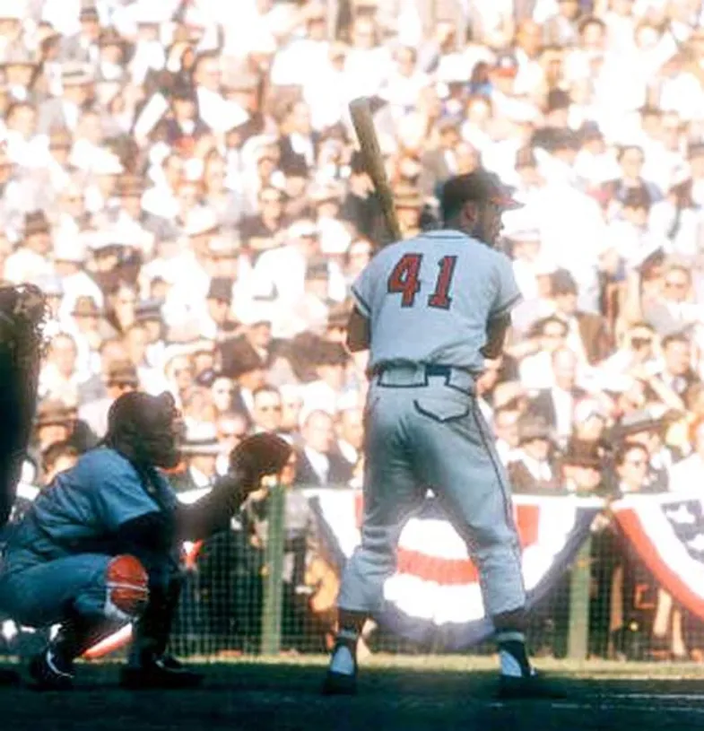 EDDIE MATHEWS Milwaukee Braves 1957 Home Majestic Throwback Baseball Jersey 