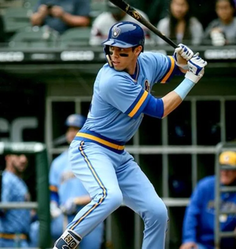 CHRISTIAN YELICH Milwaukee Brewers 1980’s Away Majestic Throwback Baseball Jersey 