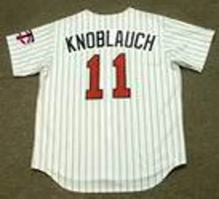 CHUCK KNOBLAUCH Minnesota Twins 1991 Majestic Throwback Home Baseball Jersey 