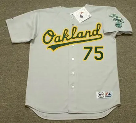 BARRY ZITO Oakland Athletics 2002 Away Majestic Throwback Baseball Jersey 