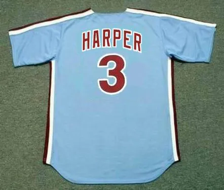 BRYCE HARPER Philadelphia Phillies 1980’s Majestic Throwback Away Baseball Jersey 