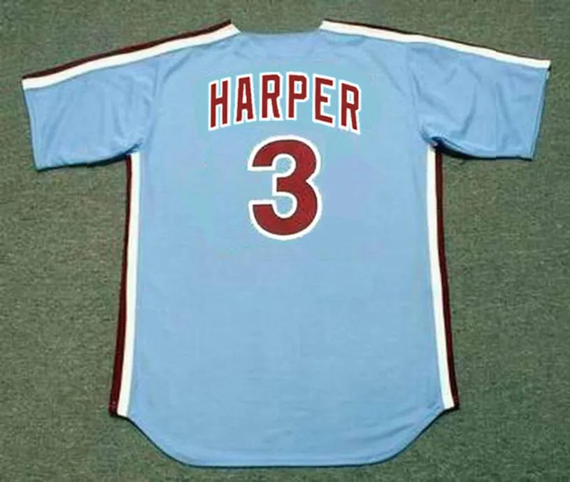 BRYCE HARPER Philadelphia Phillies 1980’s Majestic Throwback Away Baseball Jersey 