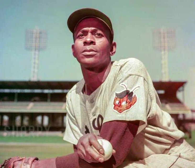 SATCHEL PAIGE St. Louis Browns 1953 Away Majestic Throwback Baseball Jersey 