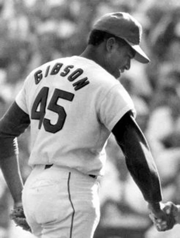 BOB GIBSON St. Louis Cardinals 1967 Majestic Cooperstown Throwback Away Jersey 