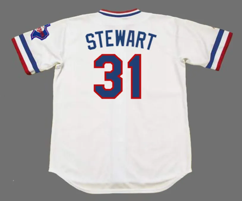 DAVE STEWART Texas Rangers 1984 Home Majestic Throwback Baseball Jersey 