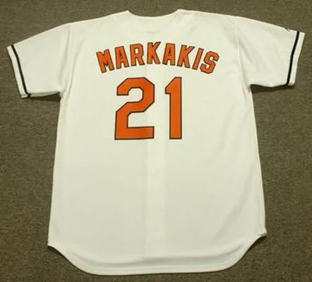 NICK MARKAKIS Baltimore Orioles 2007 Majestic Throwback Home Baseball Jersey 
