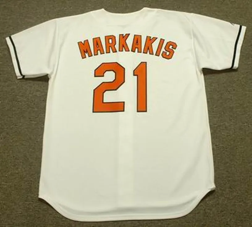 NICK MARKAKIS Baltimore Orioles 2007 Majestic Throwback Home Baseball Jersey 