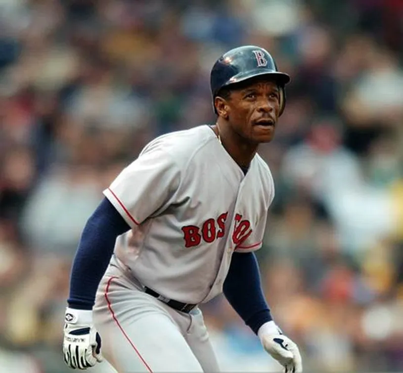 RICKEY HENDERSON Boston Red Sox 2002 Away Majestic Baseball Throwback Jersey 