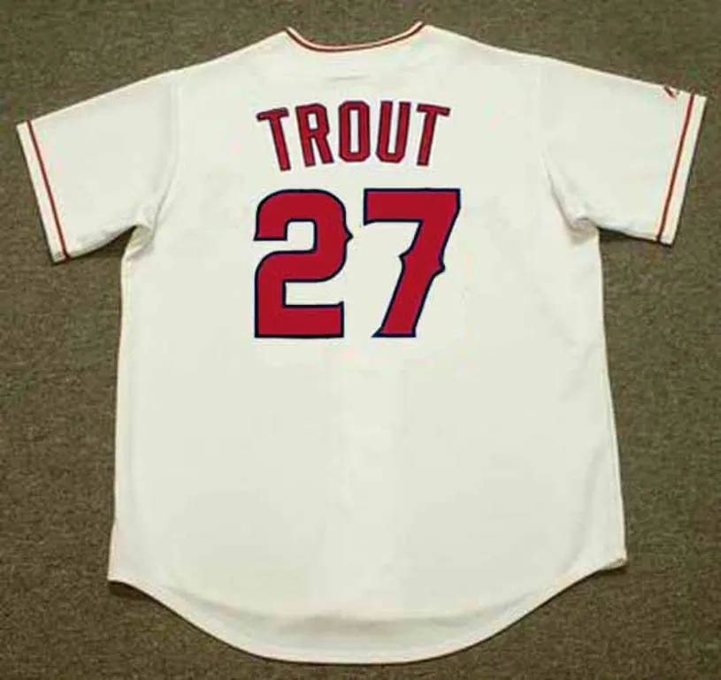 MIKE TROUT Los Angeles Angels 2012 Home Majestic Throwback Baseball Jersey 