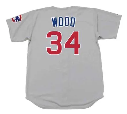 KERRY WOOD Chicago Cubs 2001 Majestic Throwback Away Baseball Jersey 