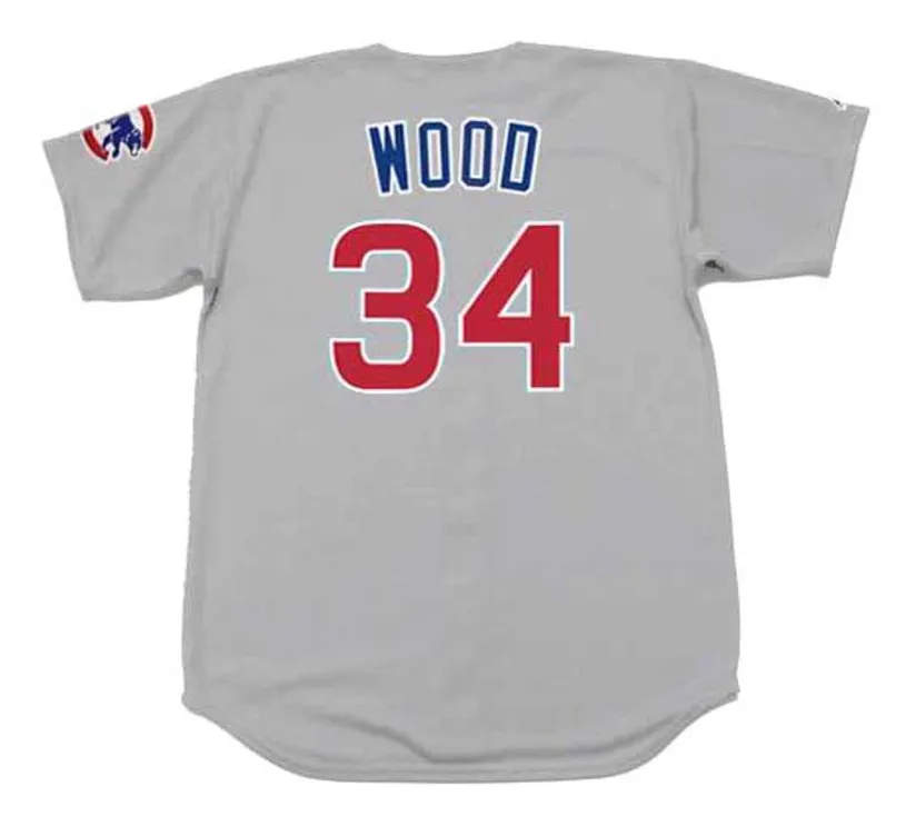KERRY WOOD Chicago Cubs 2001 Majestic Throwback Away Baseball Jersey 