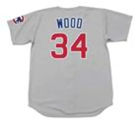 KERRY WOOD Chicago Cubs 2001 Majestic Throwback Away Baseball Jersey 