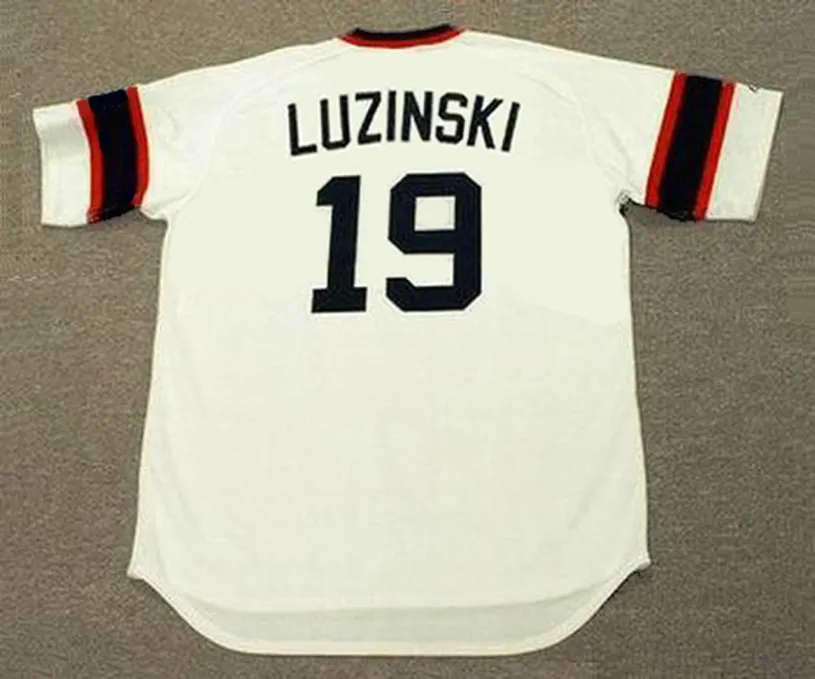 GREG LUZINSKI Chicago White Sox 1983 Home Majestic Throwback Baseball Jersey 