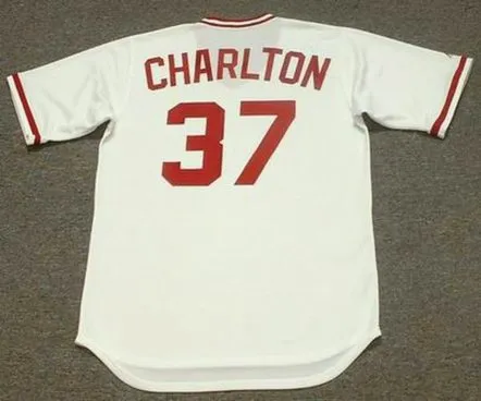 NORM CHARLTON Cincinnati Reds 1990 Majestic Cooperstown Home Baseball Jersey 