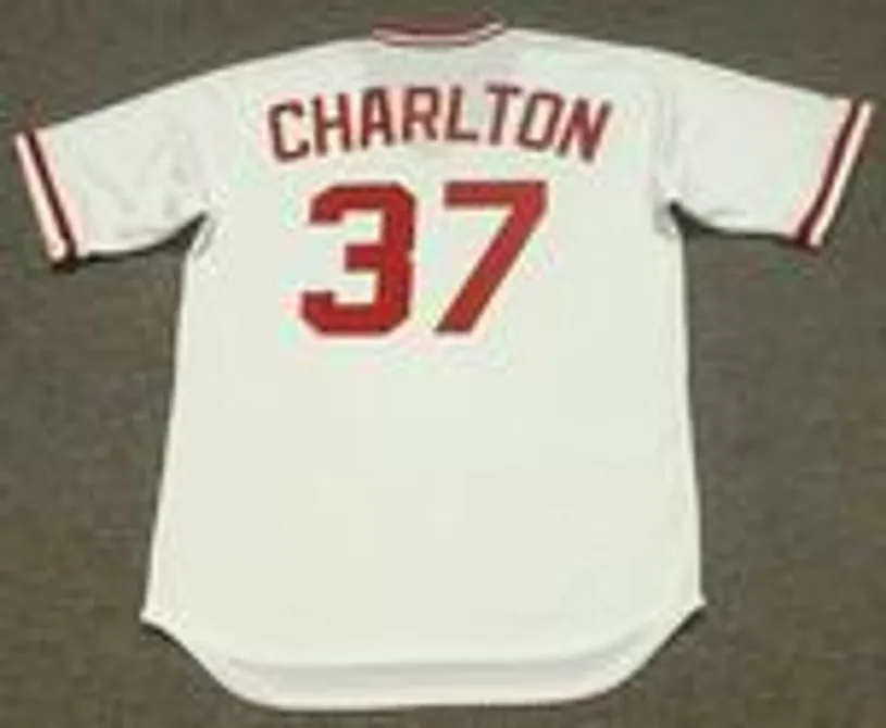 NORM CHARLTON Cincinnati Reds 1990 Majestic Cooperstown Home Baseball Jersey 