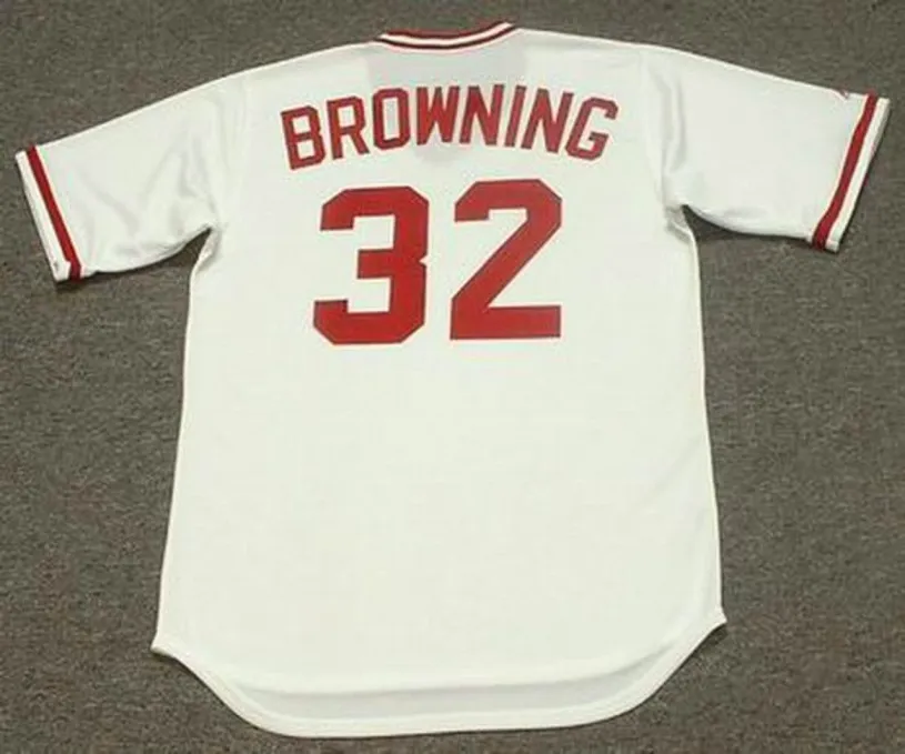 TOM BROWNING Cincinnati Reds 1990 Majestic Cooperstown Home Baseball Jersey 