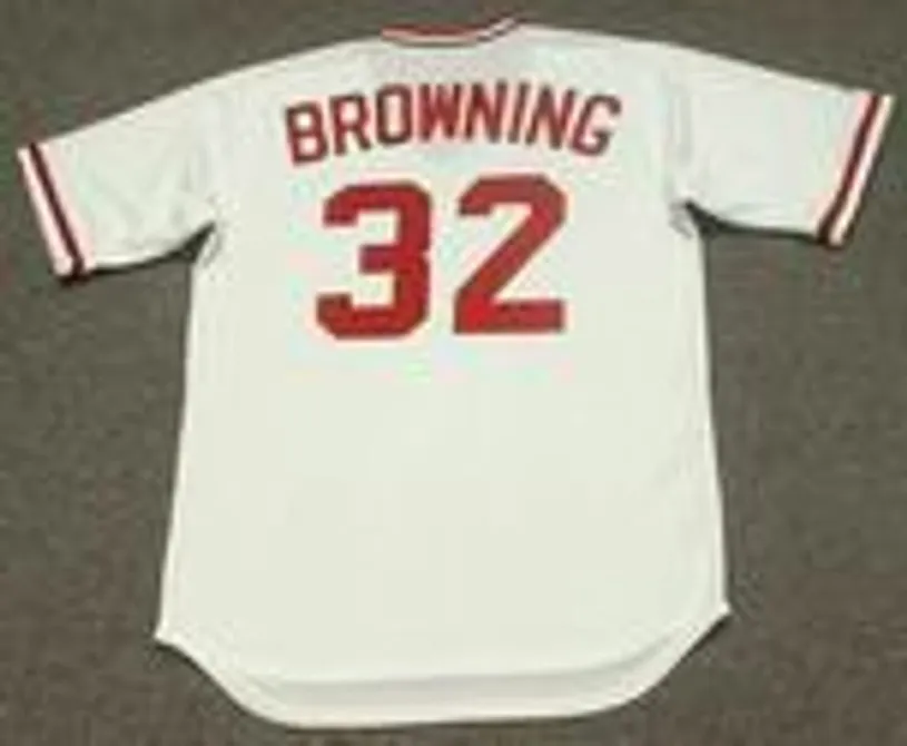 TOM BROWNING Cincinnati Reds 1990 Majestic Cooperstown Home Baseball Jersey 