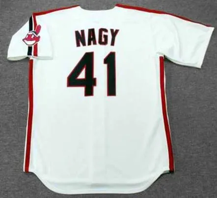 CHARLES NAGY Cleveland Indians 1992 Majestic Throwback Home Baseball Jersey 