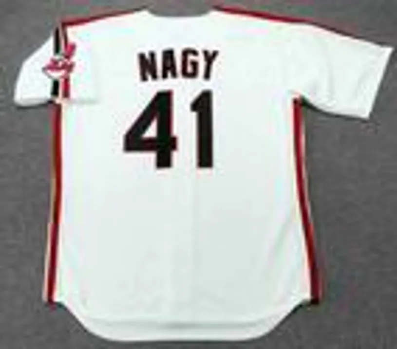 CHARLES NAGY Cleveland Indians 1992 Majestic Throwback Home Baseball Jersey 