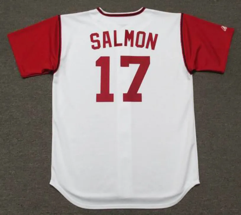 CHICO SALMON Cleveland Indians 1967 Majestic Cooperstown Home Baseball Jersey 