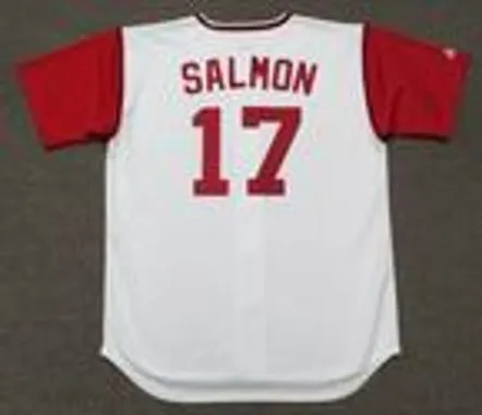 CHICO SALMON Cleveland Indians 1967 Majestic Cooperstown Home Baseball Jersey 