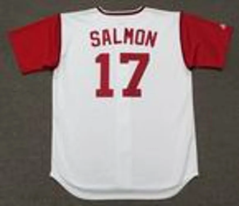 CHICO SALMON Cleveland Indians 1967 Majestic Cooperstown Home Baseball Jersey 