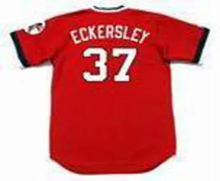 DENNIS ECKERSLEY Cleveland Indians 1975 Majestic Cooperstown Throwback Jersey 