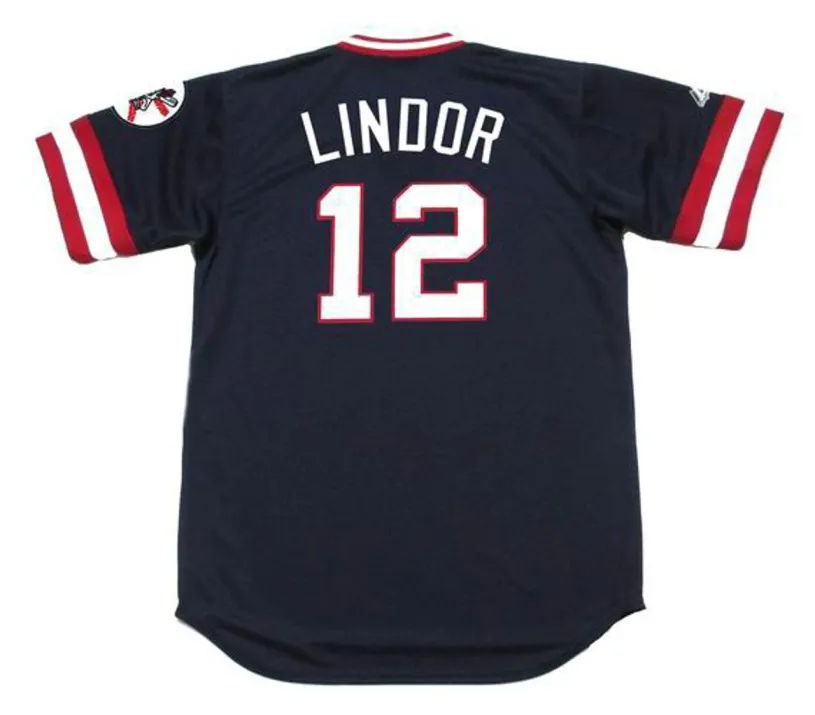 FRANCISCO LINDOR Cleveland Indians 1970’s Majestic Cooperstown Throwback Jersey 