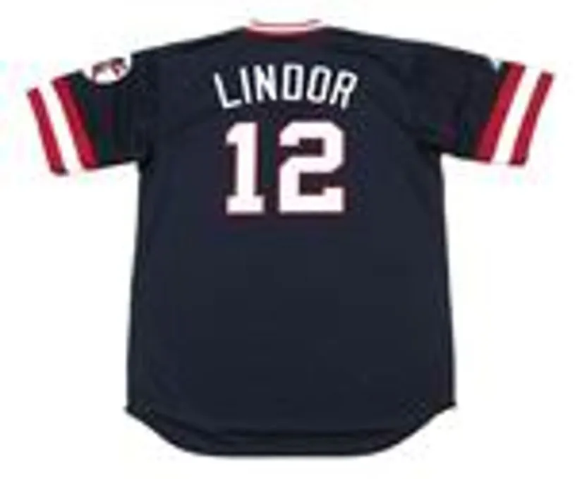 FRANCISCO LINDOR Cleveland Indians 1970’s Majestic Cooperstown Throwback Jersey 